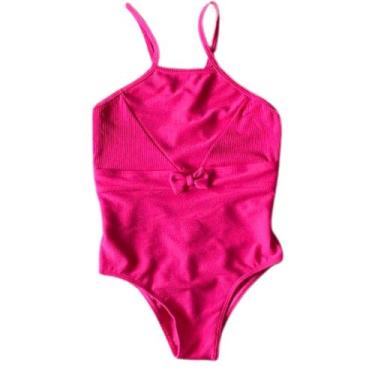 Imagem de Maiô Infantil Proteção Uv Fofo Liso Laço Praia - dANI LINGERIE, Rosa, 