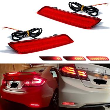 Imagem de GTINTHEBOX Lente vermelha refletor traseiro refletor de freio com luzes sequenciais de seta e kit de iluminação de freio estroboscópico para Honda Civic Sedan 2013-2015