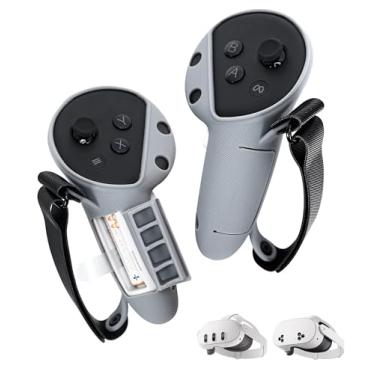 Imagem de TRANSNOVO Controller Grips for Meta Quest 3 or for Quest 3S, Adjustable Knuckle Straps with Battery Access, Anti-Slip VR Covers for Touch Controllers, Beat Saber Accessories, 1 Pair