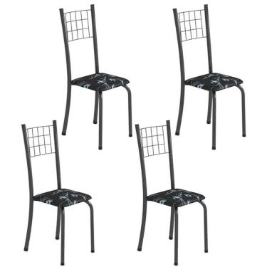 Imagem de Kit 4 Cadeiras Tubular Dany 95x37x40 Cm Preto /Mart Prata