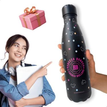 Imagem de Garrafa Térmica Rebecca Bonbon 500ml Aço Inox Feminina Escolar Faculdade Trabalho Bebida Quente Gelada Infantil Juvenil Menina (Garrafa Preta)