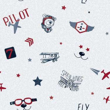 Imagem de Papel De Parede Fofura Baby Desenhos Diversos Ursos E Aviões Ff4032