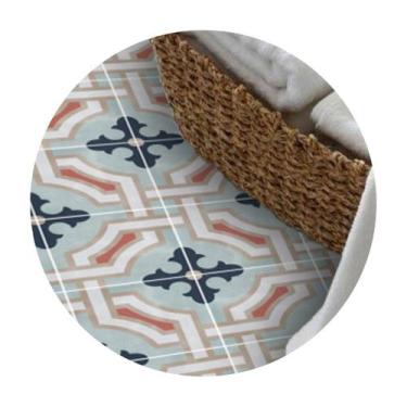 Imagem de Adesivo piso de ladrilho tons de azul lavavel antiderrapante - Colacom