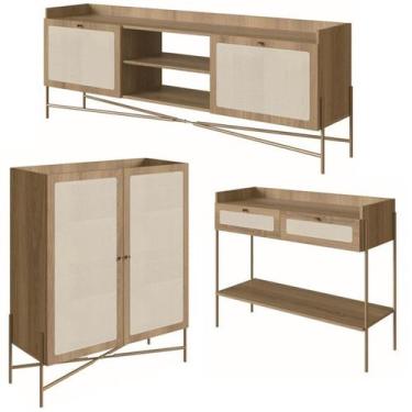 Imagem de Conjunto Para Sala 3 Peças Palhinha 28929x28930x28936 Linha Oslo Hanov