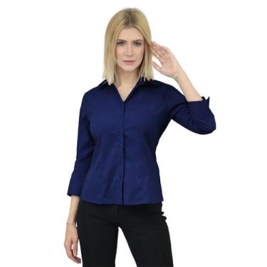 Imagem de Camisa Feminina Manga 3/4 - Camisete - DEMORGAN, Marinho, E3G