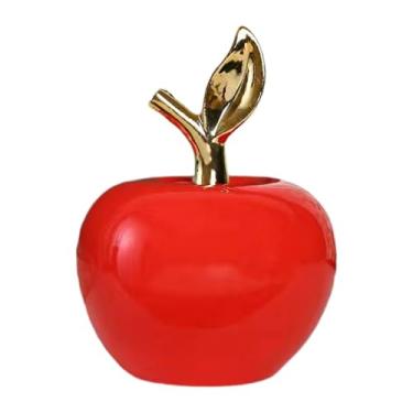 Imagem de Ｂｅｓｇａ Apples estátua Desktop Ornament Decor Home Decor Realistic Fruit Sculpture Apples Cerâmica Feliz para quarto de chá Bedroom Indoor Cafe, Vermelho, L