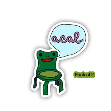Imagem de Adesivo gráfico da Frog Crossing Animal Chair ACAB – Pacote com 2 – Decalques de vinil para automóveis, parede, laptop, celular, caminhão, janelas, carros, SUVs e caminhões – Design impermeável e
