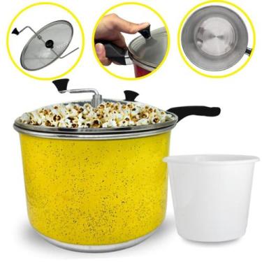 Imagem de Panela Pipoqueira N20 Amarelo Alumínio com Tampa de Vidro 4 Litros Bal