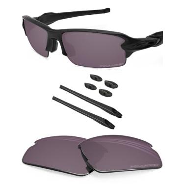 Imagem de BLAZERBUCK Lentes de reposição e kit de meias para óculos de sol Oakley Flak 2.0 OO9295, Cinza irídio polarizado, Fit Flak 2.0 OO9295 59mm