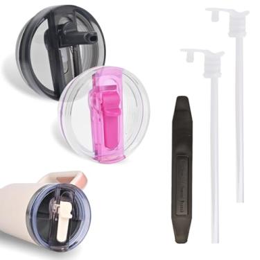 Imagem de Pacote com 2 tampas ProTour removíveis para copo Stanley de 850 g, com tampas Stanley à prova de vazamento, tampa flip de canudo para Stanley, tampas de copo sem derramamento, acessórios de copo para