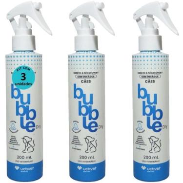 Imagem de Banho a seco bubble dry spray 200ml para cães kit com 3 - Ucb