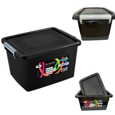Imagem de Caixa Organizadora Multiuso Preta Com Trava 10 Lts 19x36x26 - Arqplast