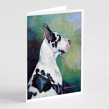 Imagem de Caroline's Treasures 7278GCA7P Cartões de felicitações e envelopes Harlequin Great Dane Pacote com 8, 7 x 5, multicolorido