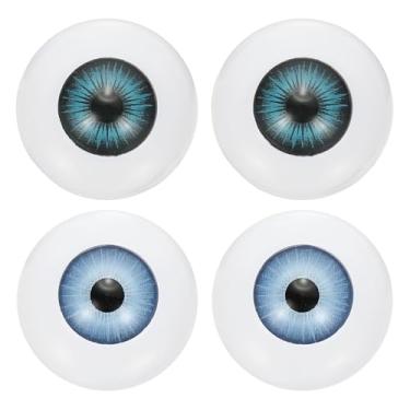 Imagem de PATIKIL Olhos de boneca de 24 mm, 4 peças de olhos acrílicos realistas de plástico para bonecas, máscaras, adereços de Halloween, artesanato, azul claro/azul escuro