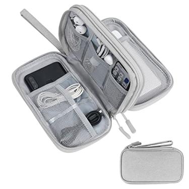Imagem de Skycase Organizador de cabos de viagem, estojos de acessórios eletrônicos grandes, bolsa de armazenamento multifuncional, [à prova d'água] bolsa de transporte de acessórios para cabo de dados USB, fio de fone de ouvido, carregador portátil, telefone, cinza
