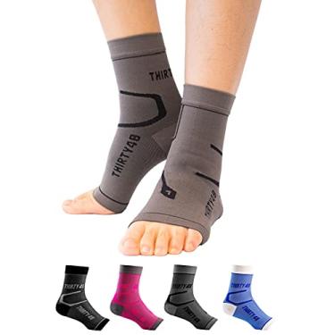 Imagem de Meias de compressão para fascite plantar Thirty48 (1 ou 2 pares), 20 – 30 mmHg de compressão nos pés para suporte no tornozelo/calcanhar, aumenta a circulação sanguínea, alivia a dor no arco, reduz o inchaço nos pés, Grey (1 Pair), Medium