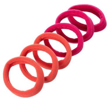 Imagem de Elásticos de Cabelo Sem Metal Proart Rosa e Laranja, 6Un