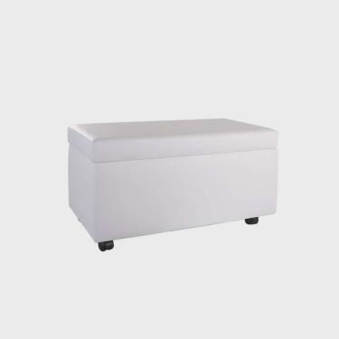 Imagem de Puff Bau 70cm X 40cm X 40cm Courino com Rodizios Branco