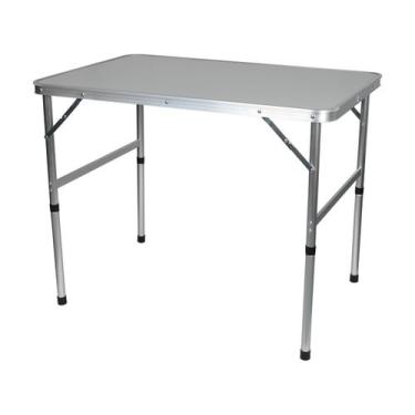 Imagem de Mesa Dobrável Multiuso 90x60cm Otello DOB-AL2, Prata, 90x60