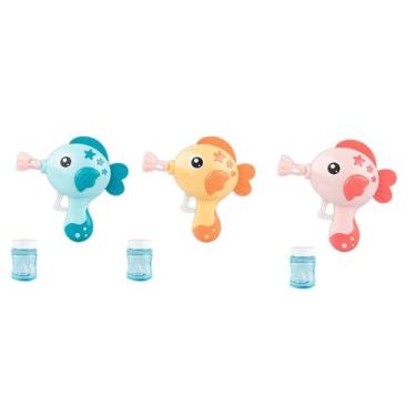 Imagem de Kit 2 Pistola Lança Bolhas De Sabão Brinquedo Peixinho Com Refil - Wel