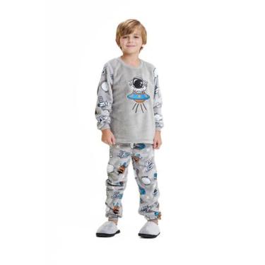 Imagem de Pijama Infantil Masculino Inverno Fleece Astronauta Menino Moletom Fel