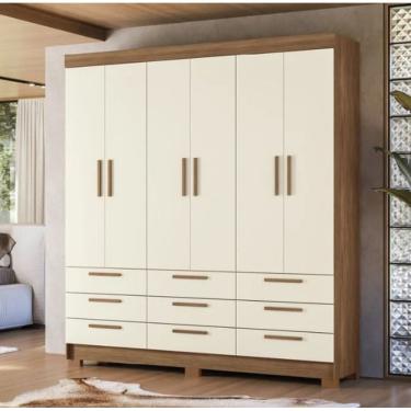Imagem de Guarda Roupa Casal 6 Portas 9 Gavetas Colombo Santos Andirá- Jatobá / Areia