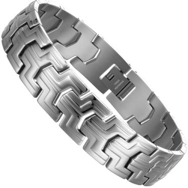 Imagem de Zillaly Pulseira masculina de aço inoxidável, pulseira preta, elos de diamante, prata, joia com partículas azuis, corrente masculina, caixas de presente, big, Aço inoxidável, Sem Pedra Preciosa