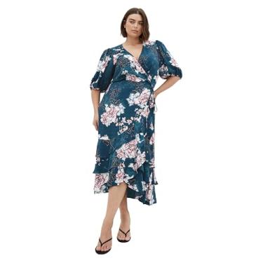 Imagem de City Chic Vestido feminino plus size - Bea Floral Wrap Midi, Flor de jade, 52