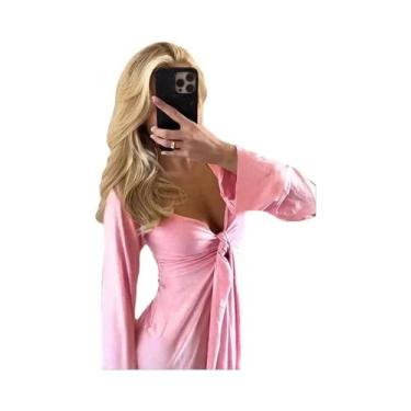 Imagem de Camiseta Feminina Manga Comprida, Decote V - Outono/Inverno - Streetwe