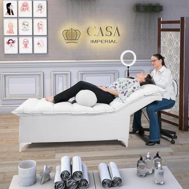 Imagem de Maca de Estética Liz Designer Atendimento Cílios Sobrancelhas Salão Spa Corano Luxo Casa Imperial (BRANCO036)