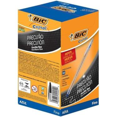 Imagem de Caneta Esferográfica 0.8mm Cristal Fina Azul Bic - Caixa Com 50 Unidad