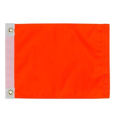 Imagem de Flagolden Pequena bandeira laranja 22 x 30 cm para UTV ATV, bandeira de segurança laranja brilhante visível resistente, bandeiras de aviso para barcos com 2 ilhós de latão
