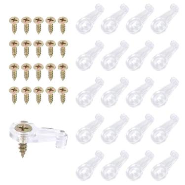 Imagem de Conjunto de clipes de retenção de vidro com 20 peças, kit de clipes de suporte de espelho de plástico transparente com parafusos, fixadores de retentor de painel de armário de vidro para fixação de