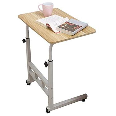 Imagem de DLYZAYE Mesa de computador móvel, roda rolante, laptop, mesa de elevação livre de 27-35 polegadas para escritório em casa, hospital, quarto, sala de estar, mesa (cor: nogueira, tamanho: 60 x 40 cm)