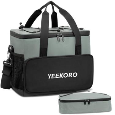 Imagem de YEEKORO Lancheira, lancheira isolada, bolsa térmica dupla com alça de ombro ajustável para homens e mulheres, bolsas térmicas à prova de vazamento, ideais para trabalho, piquenique, viagens, viagens