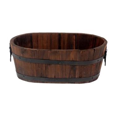 Imagem de Ｂｅｓｇａ Vaso de plantas com balde, recipiente para plantas, vaso multiuso de madeira para preservação, para, cozinha e decoração ao ar livre, Oval