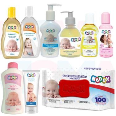Imagem de Kit Banho nenex Rosa 09 peças shampoo ,condicionador ,sab liquido ,tal