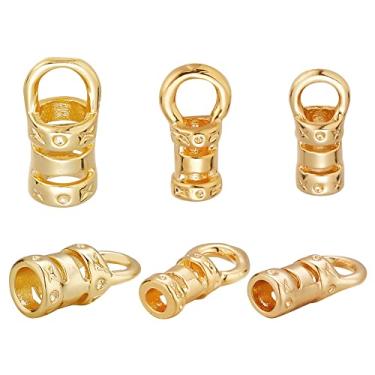 Imagem de PH PandaHall 60 Peças De Tampas Para Extremidades Cordão, Couro Banhadas A Ouro 18K, Cola Em Barril, Tubos Latão, Contas Crimpagem, Linha Pulseira Kumihimo, Colar, Chaveiro, Bolsa, Fabricação Joias