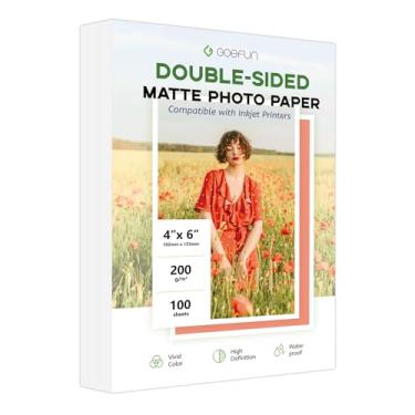 Imagem de Papel fotográfico fosco dupla face 10 x 15 cm, papel para impressora jato de tinta Goefun 200GSM/24,5 kg para tinta tingida e tinta pigmentada, 100 folhas