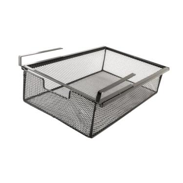 Imagem de ＫＬＫＣＭＳ Prateleira organizadora de mesa suspensa, gaveta suspensa para armário de escritório e cozinha, economiza espaço, Preto