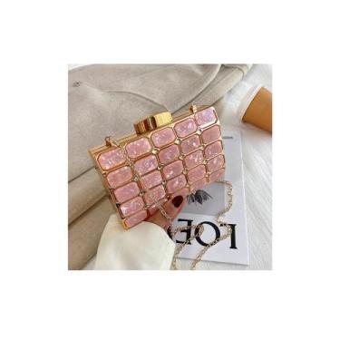 Imagem de Bolsa Feminina Clutch Rosa Festa Casamento Alça Corrente - Nicbolsas