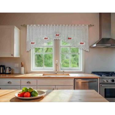 Imagem de Cortina para cozinha cascata renda customizada estampa flores - Interl