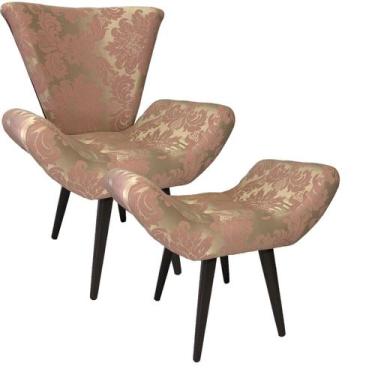 Imagem de Poltrona e Puff Elegance Rosa com Dourado - Sua Casa Decor