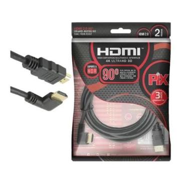 Imagem de Cabo hdmi gold 90 graus - 2.0 4k hdr 19p 2m - Pix