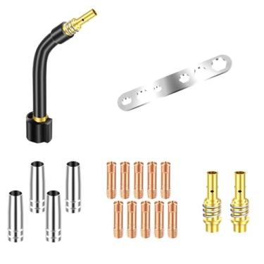 Imagem de 18 peças de pontas de contato, protetor de copos, suporte de ponta, difusores, placa de pescoço de tocha, kit de tocha de soldagem MIG/MAG para soldadores, reparo de automóveis