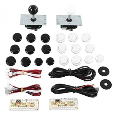 Imagem de Zaweliyo 2 Jogador Diy Arcadegame Kit - Codificador de Joystick Plug & Play USB, 2 BOLURS MANDILHAS E 20 BOTTNS | Fight Stick Personalizável para Jogos Retro do PC (Branco preto)