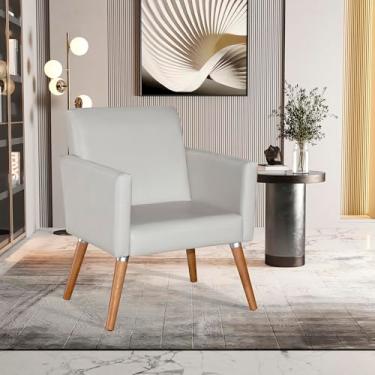 Imagem de Poltrona Corino Cristal Para Sala De Jantar Luxo Recepção Bege