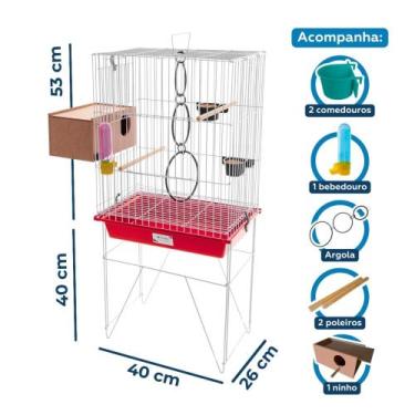 Imagem de Gaiola Mini Viveiro com ninho externo para Agapornis Calopsita e Periq