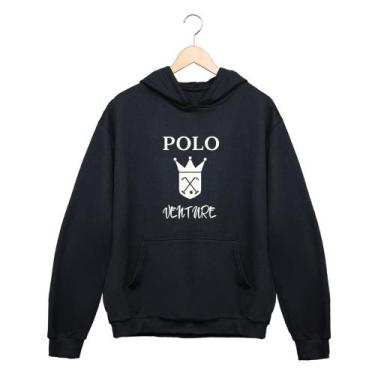 Imagem de Blusa Moletom Masculino 100% Algodão Polo Venture Canguru, Preto, Polo