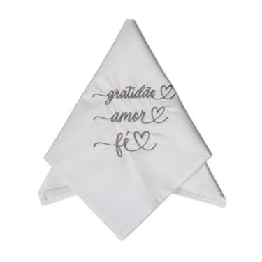 Imagem de Plumasul Guardanapo Bella Mesa Gratidão 100% Algodão Cetim 300 fios 40x40cm - Cor Branco